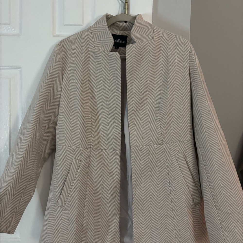 Striped Tan and White Blazer
